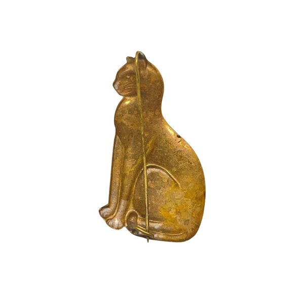 Vintage Brass Cat Brooch Pin - Picture 6 of 7